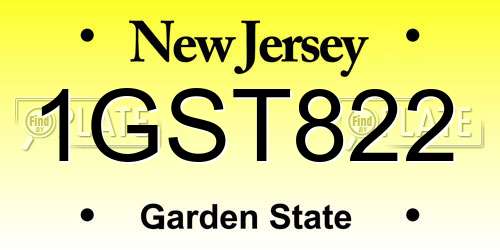 1GST822 New Jersey License Plate