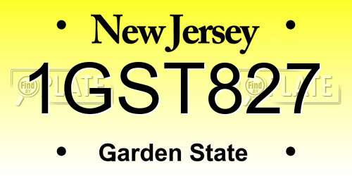 1GST827 New Jersey License Plate