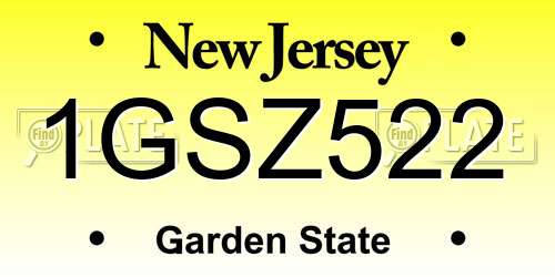 1GSZ522 New Jersey License Plate