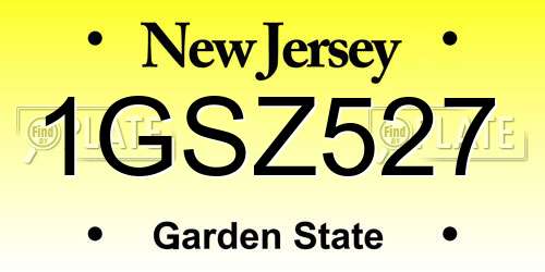 1GSZ527 New Jersey License Plate