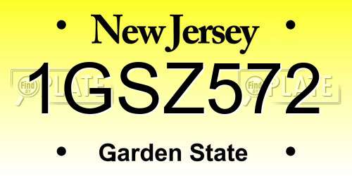 1GSZ572 New Jersey License Plate