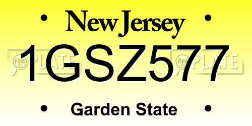 1GSZ577 New Jersey License Plate