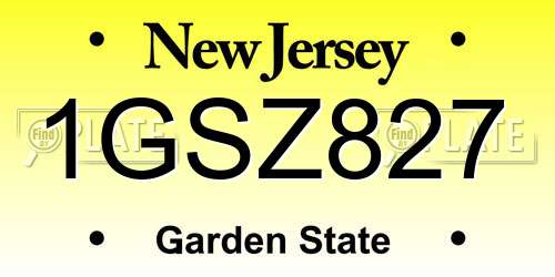 1GSZ827 New Jersey License Plate