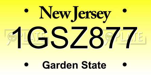 1GSZ877 New Jersey License Plate