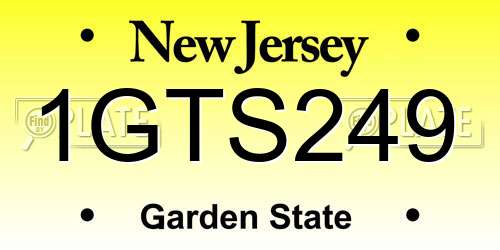 1GTS249 New Jersey License Plate