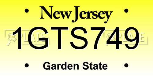 1GTS749 New Jersey License Plate