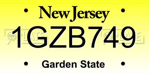 1GZB749 New Jersey License Plate