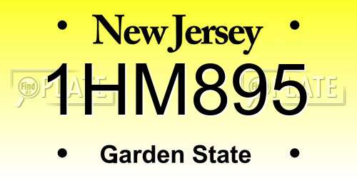 1HM895 New Jersey License Plate