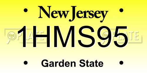 1HMS95 New Jersey License Plate