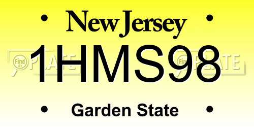 1HMS98 New Jersey License Plate