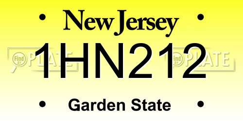 1HN212 New Jersey License Plate