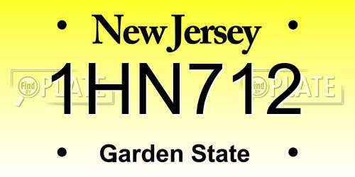 1HN712 New Jersey License Plate