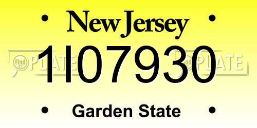 1I07930 New Jersey License Plate