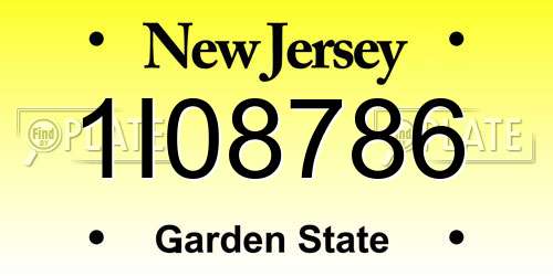 1I08786 New Jersey License Plate