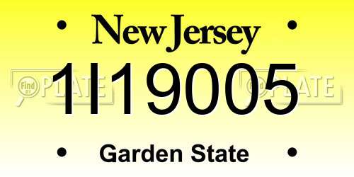1I19005 New Jersey License Plate