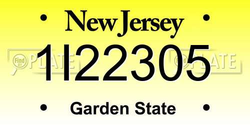 1I22305 New Jersey License Plate