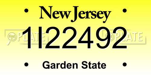 1I22492 New Jersey License Plate