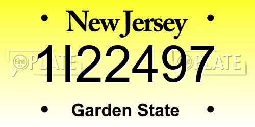 1I22497 New Jersey License Plate