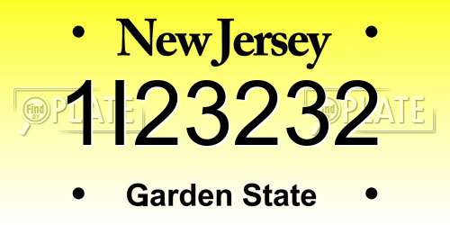 1I23232 New Jersey License Plate