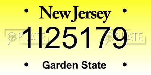 1I25179 New Jersey License Plate