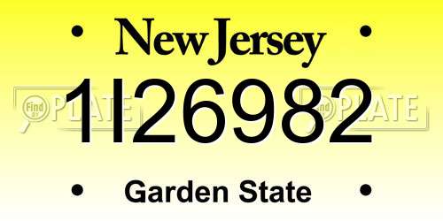1I26982 New Jersey License Plate