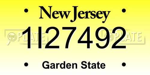 1I27492 New Jersey License Plate