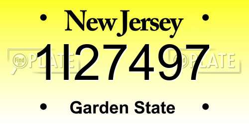 1I27497 New Jersey License Plate
