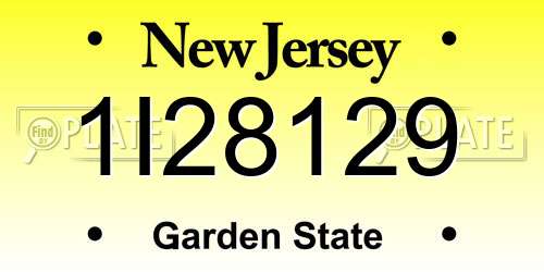 1I28129 New Jersey License Plate