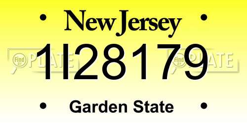 1I28179 New Jersey License Plate
