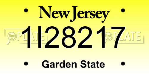 1I28217 New Jersey License Plate