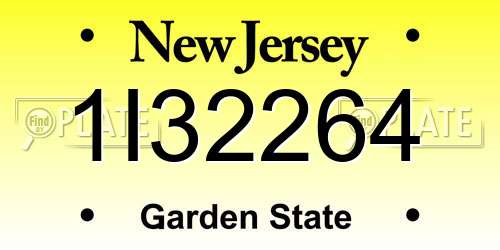 1I32264 New Jersey License Plate