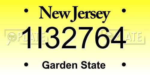 1I32764 New Jersey License Plate
