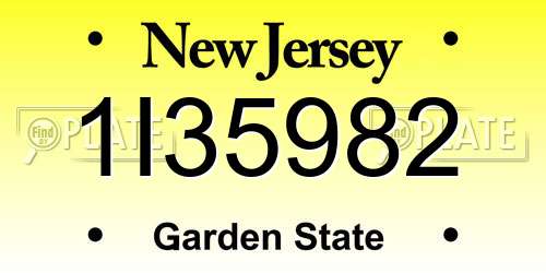 1I35982 New Jersey License Plate