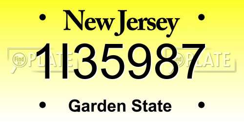 1I35987 New Jersey License Plate