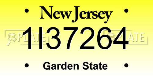 1I37264 New Jersey License Plate