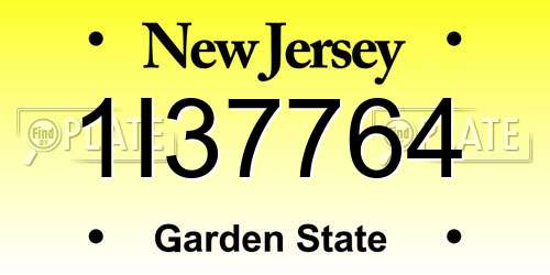 1I37764 New Jersey License Plate