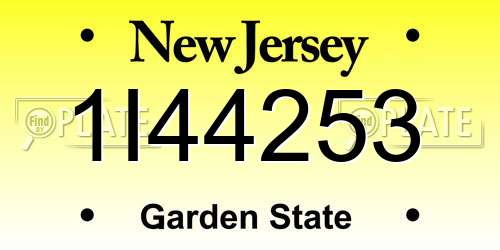 1I44253 New Jersey License Plate
