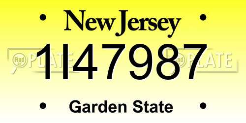1I47987 New Jersey License Plate