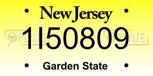 1I50809 New Jersey License Plate