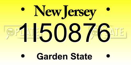 1I50876 New Jersey License Plate