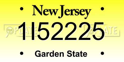 1I52225 New Jersey License Plate