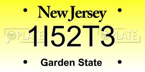 1I52T3 New Jersey License Plate