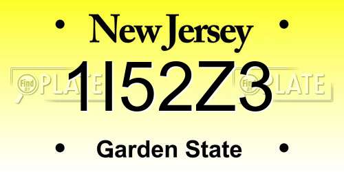1I52Z3 New Jersey License Plate
