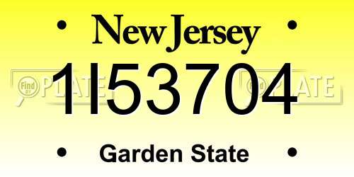 1I53704 New Jersey License Plate