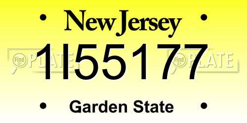 1I55177 New Jersey License Plate