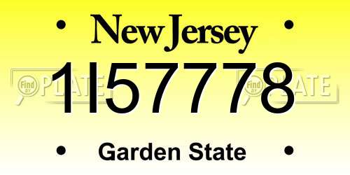 1I57778 New Jersey License Plate
