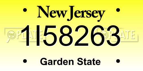 1I58263 New Jersey License Plate