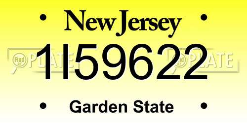 1I59622 New Jersey License Plate