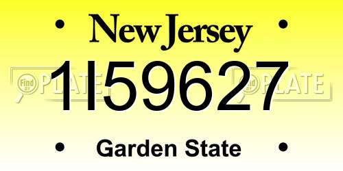 1I59627 New Jersey License Plate