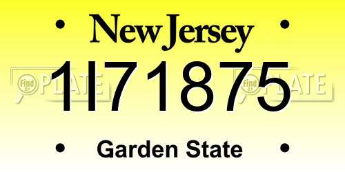 1I71875 New Jersey License Plate